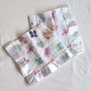 lulujo 2-pack butterfly baby security lovey blankets soft breathable cotton